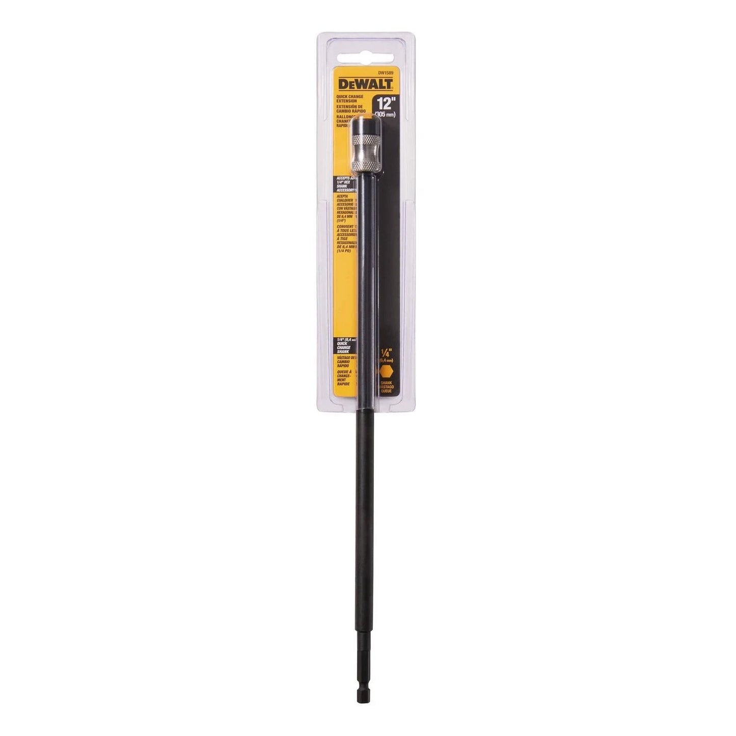 DeWALT DW1589 Spade Bit, 12 in OAL, Extension, 1/4 in Dia Shank, Hex Shank