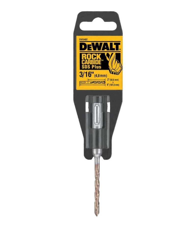 DeWALT DW5402 Hammer Drill Bit, 3/16 in Dia, 4 in OAL, Helix Flute, 4-Flute, 3/8 in Dia Shank, SDS Plus Shank