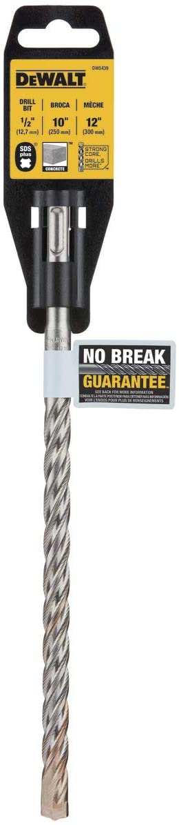 DeWALT DW5439 Hammer Drill Bit, 1/2 in Dia, 12 in OAL, Helix Flute, 4-Flute, 1/2 in Dia Shank, SDS Plus Shank