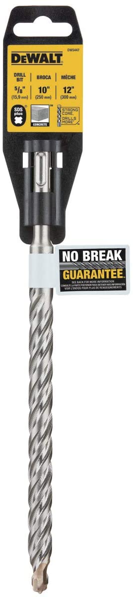 DeWALT DW5447 Hammer Drill Bit, 5/8 in Dia, 12 in OAL, Helix Flute, 4-Flute, 25/64 in Dia Shank, SDS Plus Shank