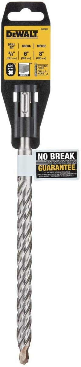 DeWALT DW5453 Hammer Drill Bit, 3/4 in Dia, 8 in OAL, Helix Flute, 4-Flute, 25/64 in Dia Shank, SDS Plus Shank