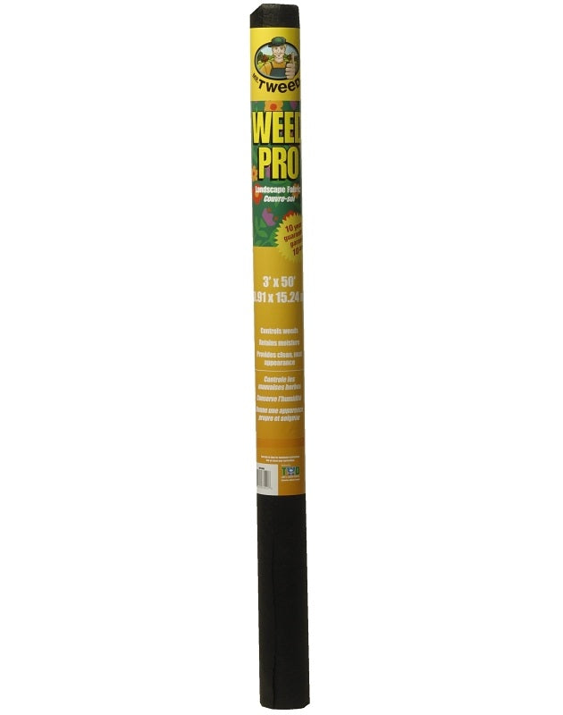 TWD WeedPro WP50NH Landscape Fabric, 50 ft L, 3 ft W, Polypropylene, Black