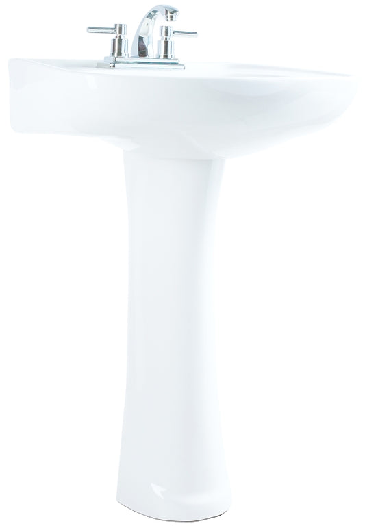 Craft + Main TP22074W Pedestal Sink, 4 in Faucet Centers, Vitreous China, 18-1/4 in OAL, 22-3/4 in OAW