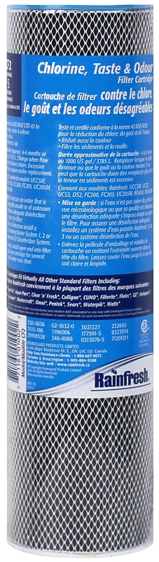 Rainfresh CF Series CF2 Taste and Odor Filter Cartridge, 5 um Filter, Carbon Filter Media