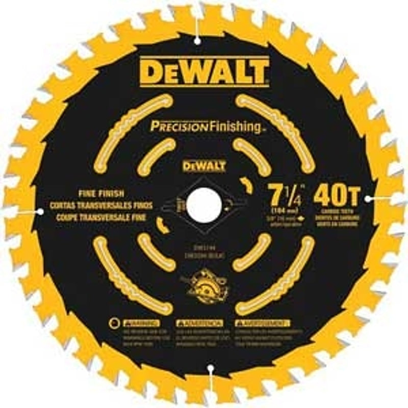DeWALT Precision Framing DW3596B10 Saw Blade, 7-1/4 in Dia, 5/8 in Arbor, 60-Teeth, Carbide Cutting Edge