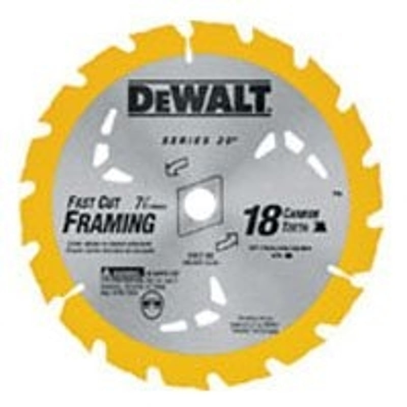 DeWALT DW3592B10 Saw Blade, 7-1/4 in Dia, 5/8 in Arbor, 18 -Teeth, Carbide Cutting Edge