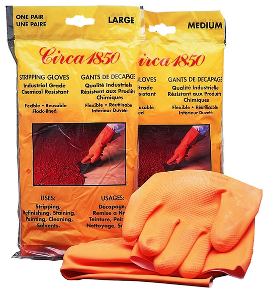 Circa 1850 130102 Disposable Gloves, L, Rubber, Yellow