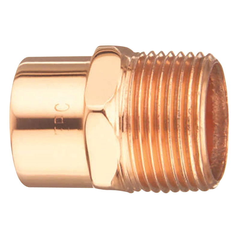 EPC 104R Series 30338 Reducing Pipe Adapter, 3/4 x 1/2 in, Sweat x MNPT, Copper