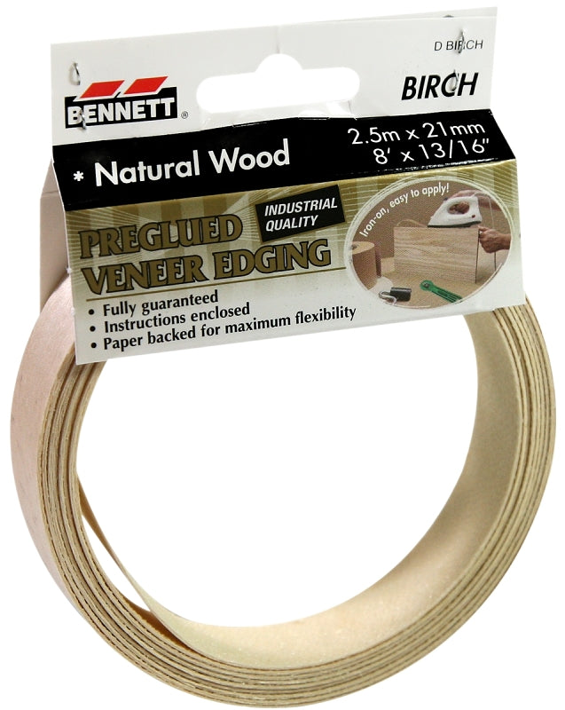 BENNETT D/BIRCH Veneer Sheet, 8 ft L Nominal, Birch