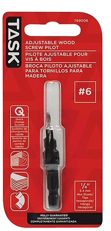 Task T69006 Screw Drill Bit, #6 Dia, 1/4 in Dia Shank, Hex Shank