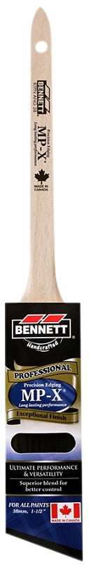 BENNETT RTPN ANG 38 Paint Brush, 1-1/2 in W, Nylon/Polyester Bristle, Angular Tapered Handle