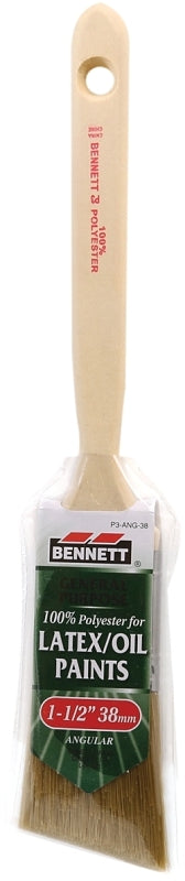 BENNETT P3-ANG-38 Paint Brush, 1-1/2 in W, Polyester Bristle