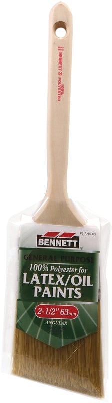 BENNETT P3-ANG-63 Paint Brush, 2-1/2 in W, Polyester Bristle