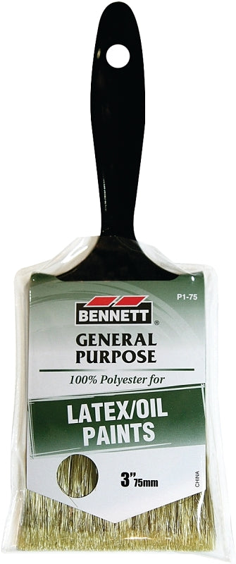 BENNETT P1-75 Paint Brush, 3 in W, Polyester Bristle