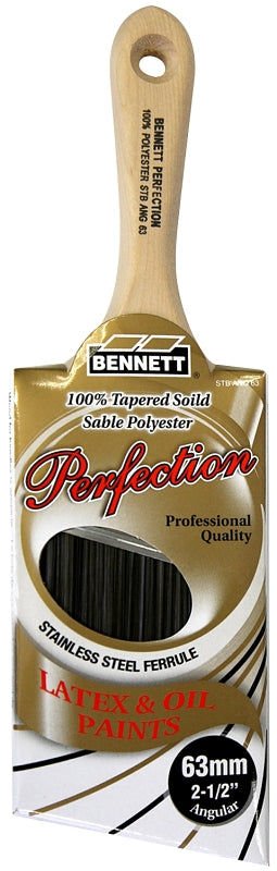 BENNETT STB ANG 63 Paint Brush, 2-1/2 in W, Polyester Bristle, Short Stubby Handle