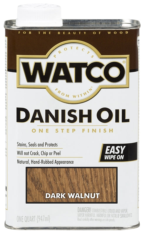 Watco A65841 Danish Oil, Dark Walnut, Liquid, 1 qt, Can
