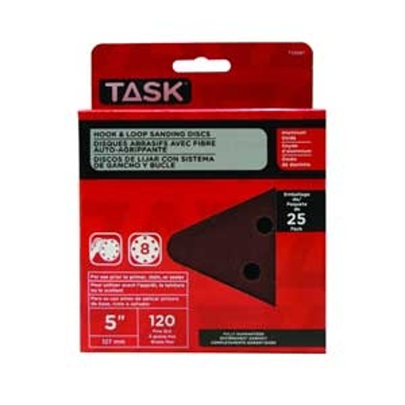 Task T13065 Sanding Disc, 5 in Dia, 240 Grit, Aluminum Oxide Abrasive, 8-Hole