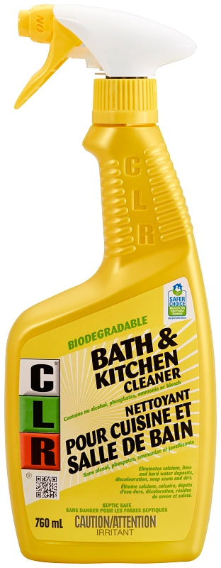 CLR PH760 Bath and Kitchen Cleaner, 760 mL, Liquid, Clean Floral, Crystal Clear/Water White