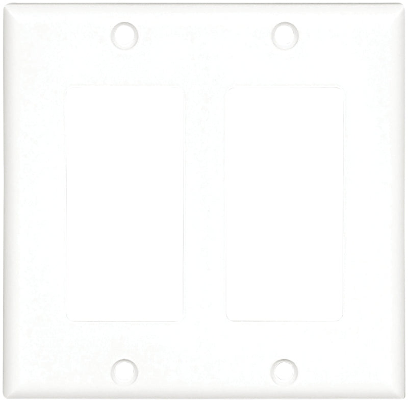 EATON 2152W-BOX Wallplate, 4-1/2 in L, 4.56 in W, 2 -Gang, Thermoset, White, High-Gloss