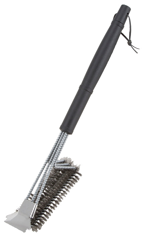 Omaha BBQ-37140 Preminum Grill Brush, 6 in L Brush, 3 in W Brush, Stainless Steel Bristle, Stainless Steel Bristle