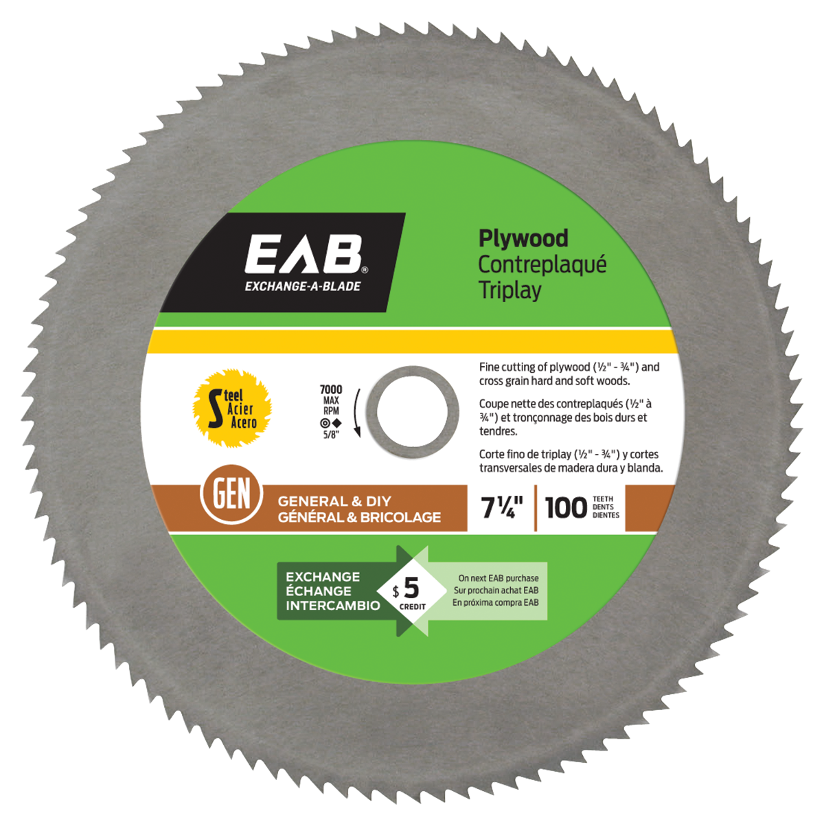 7-7 1/4" PLYWOOD STEEL BLADE