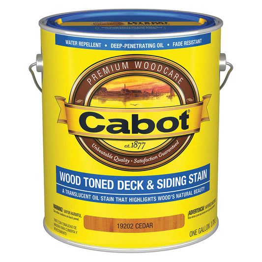 Cabot 142.0019202.007 Deck and Siding Stain, 3.78 l, Liquid, Cedar, 1.02 Specific Gravity, 94 deg C, <250 g/l VOC
