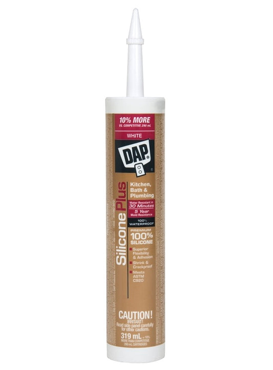 DAP 73376 Bath and Kitchen Sealant, White, 319 mL Cartridge