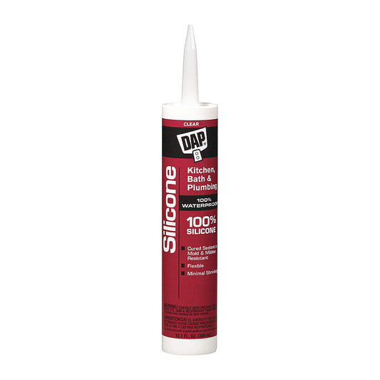 DAP 73444 Kitchen and Bath Sealant, Clear, 24 hr Curing, -35 to 140 deg F, 300 mL Cartridge