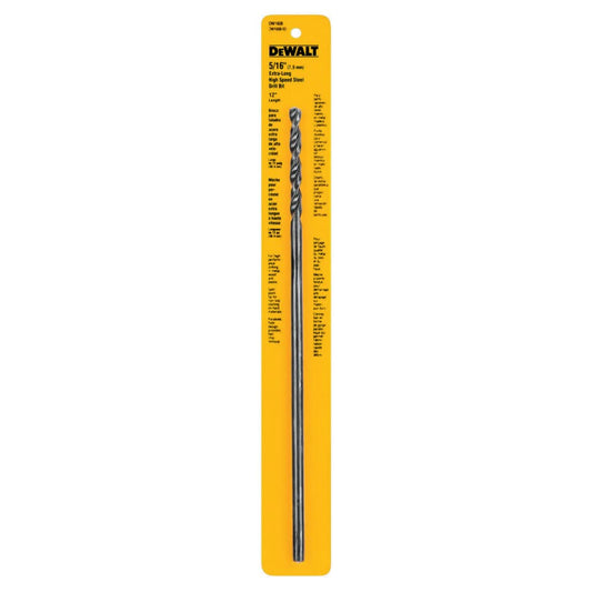DeWALT DW1608 Drill Bit, 5/16 in Dia, 12 in OAL, Spiral Flute, 5/16 in Dia Shank, Round Shank