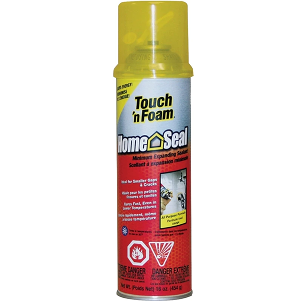 Touch 'n Foam Home Seal 7565060316 Minimum Expanding Sealant, Amber, 30 to 120 deg F, 16 oz Aerosol Can