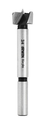 Irwin 1966898/42912 Forstner Bit, 3/4 in Dia, 3-1/2 in OAL, 1-Flute, 3/8 in Dia Shank, Reduced Shank