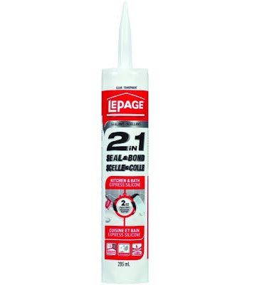 LePage 1380425 Bath and Kitchen Sealant, Clear, 5 to 49 deg C, 295 mL Cartridge