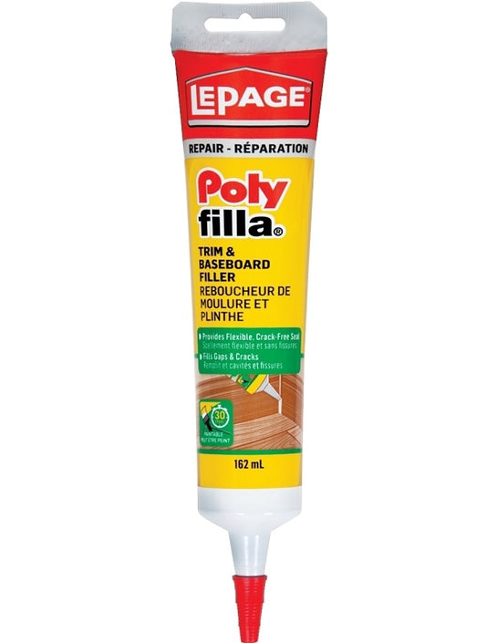 LePage Polyfilla 1685871 Trim and Baseboard Filler, Paste, Mild Acrylic, White, 162 mL Tube