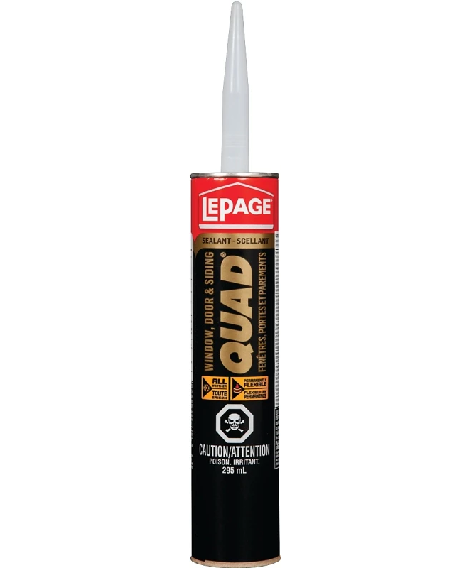 LePage Quad 1637337 Sealant, Tan Brown, 7 to 14 days Curing, -7 to 38 deg C, 295 mL Cartridge
