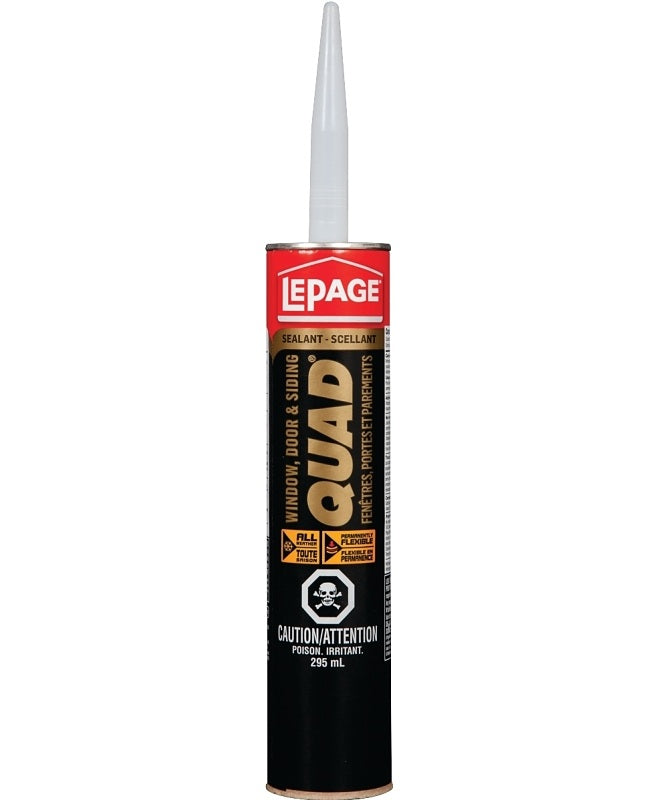 LePage Quad 1637351 Sealant, Ivory Brown, 7 to 14 days Curing, -7 to 38 deg C, 295 mL Cartridge