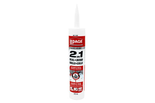 LePage SEAL & BOND 1380424 Kitchen and Bath Sealant, White, 40 to 120 deg F, 295 mL Cartridge