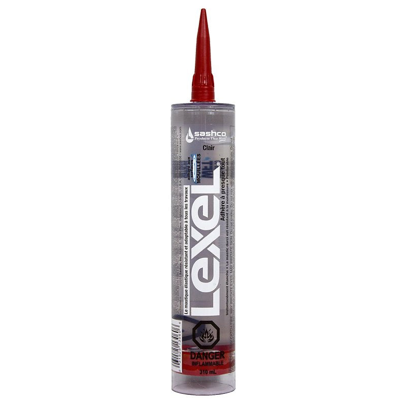 Lexel 13060 Elastic Sealant, Clear, 1 week Curing, 0 to 120 deg F, 10.5 oz Cartridge