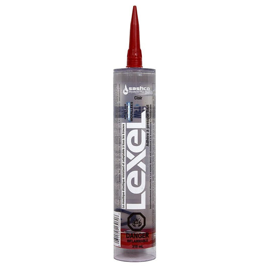 Lexel 13060 Elastic Sealant, Clear, 1 week Curing, 0 to 120 deg F, 10.5 oz Cartridge