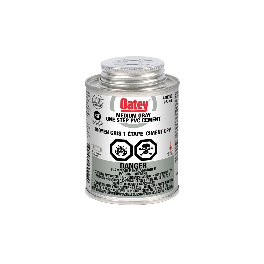 Oatey 48920 PVC 1-Step Medium Gray Cement, 236mL
