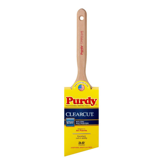 Purdy Clearcut Glide 144152130 Angular Trim Brush, 3 in W, 3-3/16 in L Bristle, Nylon/Polyester Bristle