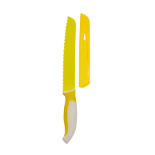 Starfrit 093898006NEW1 Bread Knife, 8 in L Blade, High-Carbon Stainless Steel Blade, White/Yellow Handle