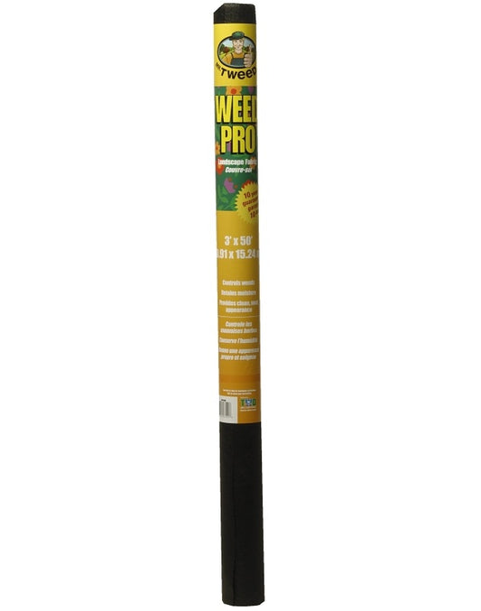 TWD WeedPro WP50NH Landscape Fabric, 50 ft L, 3 ft W, Polypropylene, Black