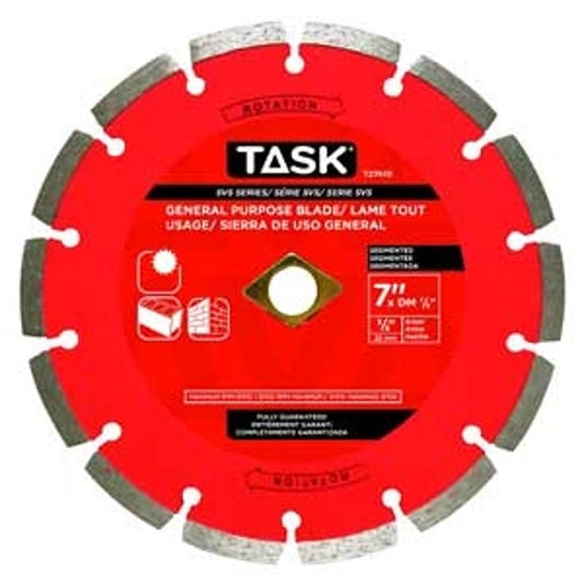 Task SVS Series T27410 Saw Blade, 7 in Dia, 5/8 in Arbor, Diamond Cutting Edge, Applicable Materials: Brick, Concrete