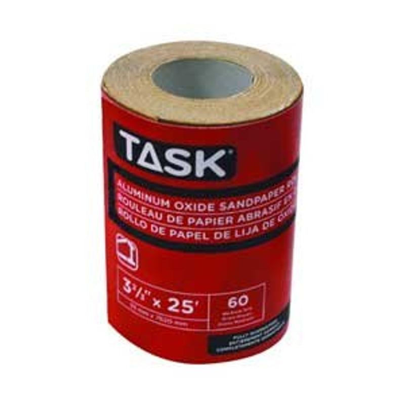 Task T32310 Sandpaper Roll, 3-2/3 in W, 25 ft L, 80 Grit, Fine, Aluminum Oxide Abrasive
