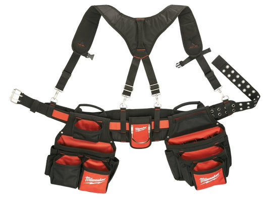 Milwaukee 48-22-8120 Work Belt, 30 to 53 Waist, 1680 Denier Nylon, Black/Red, 24 -Pocket