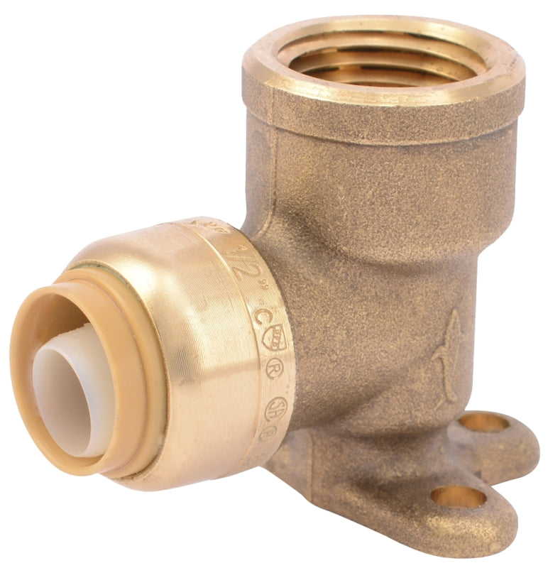 SharkBite U334LFA Tube to Pipe Elbow, 1/2 in, 90 deg Angle, Brass, 200 psi Pressure