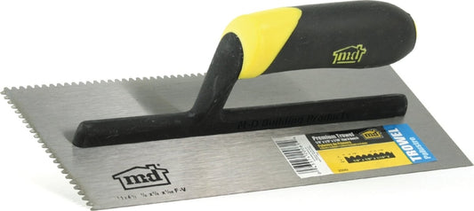 M-D 20061 Tile Installation Trowel, 11 in L, 4-1/2 in W, Flat V Notch, Comfort Grip Handle