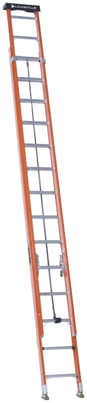 Louisville L-3022-PT Series L-3022-28PT Extension Ladder, 300 lb, 28-Step, 1-1/2 in D Step, Fiberglass