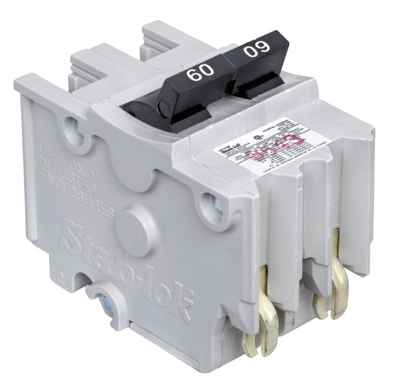 Square D Stab-lok NA260CP Circuit Breaker, Mini, Type NA, 60 A, 2 -Pole, 120/240 V, Plug Mounting, White