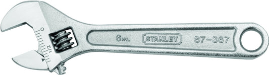 Stanley 87-367 Adjustable Wrench, 6 in OAL, 1-1/20 in Jaw, Steel, Chrome